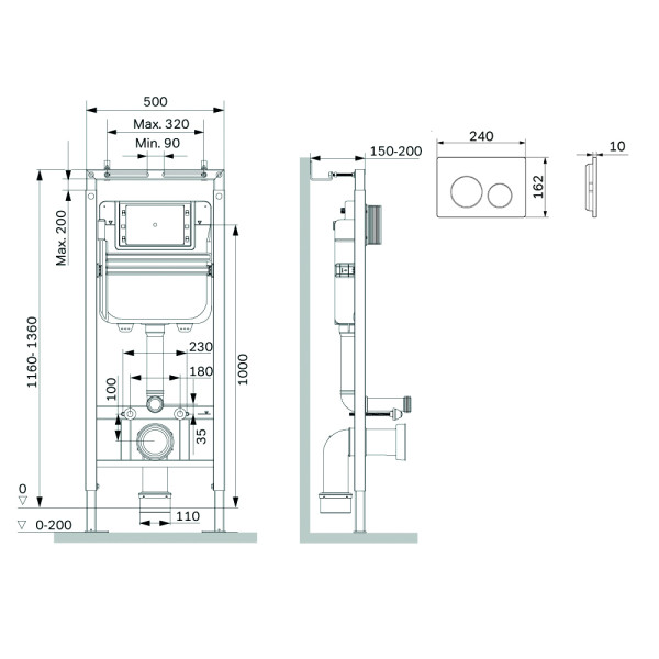 Инсталляция для подвесного унитаза AM.PM MasterFit с клавишей L, мат.черный (I012713.0138)