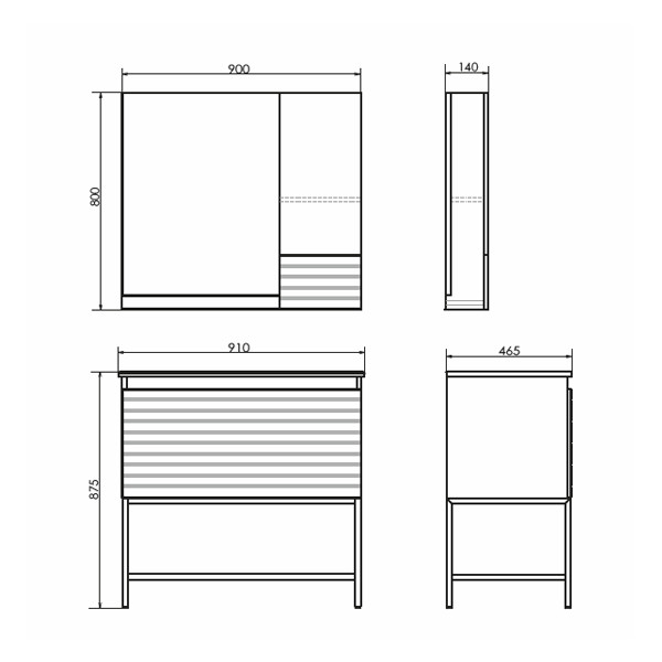 Пенал подвесной Comforty Порто 900x800x140 дуб дымчатый (00-00001351)