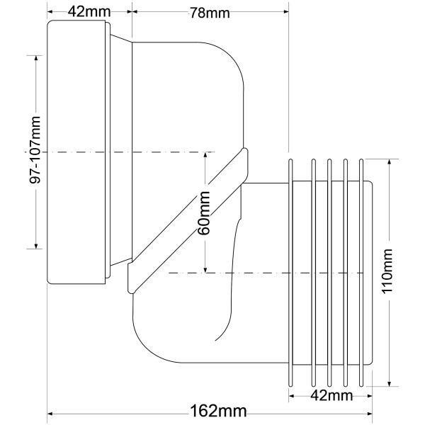 Отвод для унитаза эксцентрический McAlpine (смещение 60 мм.) (WCLO-6)