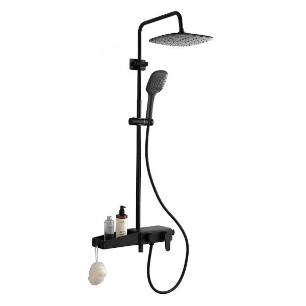 Душевая система Azario с поворотным изливом черная (AZ-801-2B)