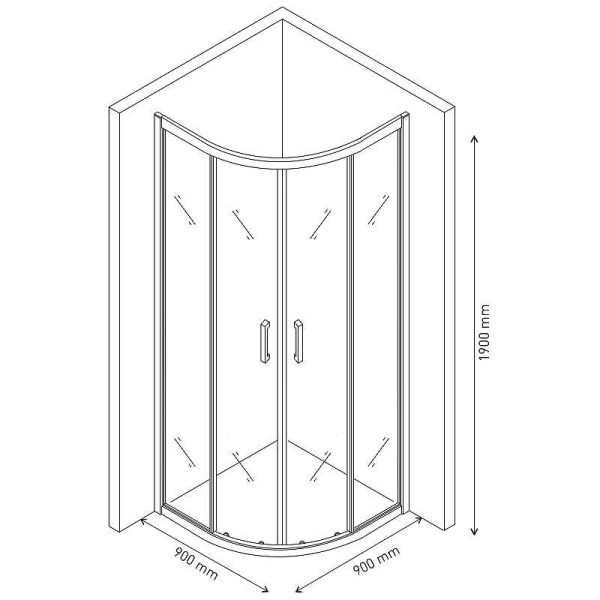 Душевой уголок Berges Solo R 900*900*1900 стекло прозрачное, профиль хром сильвер (61108)