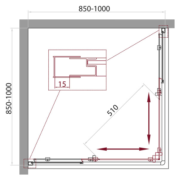 Душевой уголок BelBagno Unique 85x85x190 стекло Матовая, профиль хром (UNIQUE-A-2-85/10-M-Cr)