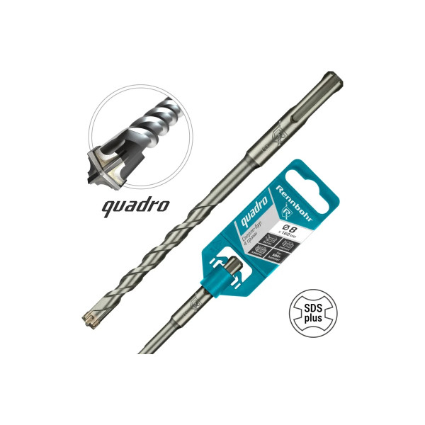 Бур для перфоратора SDS+ 8х160 мм. Rennbohr Quadro (4 грани) (510816)