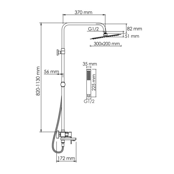 Душевая система WasserKRAFT хром (A177.069.103.010.CH)