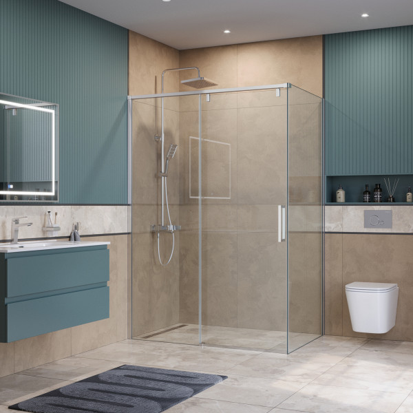 Душевой уголок BelBagno Soft Close-1 130x90x200 стекло прозрачное, профиль хром глянцевый (SOFT_CLOSE-1-AH-1-130/90-C-Cr)