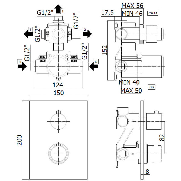 Смеситель для ванны и душа Paffoni Light термостатический,черный (LIQ519NO/M) Смеситель для ванны и душа Paffoni Light термостатический,черный (LIQ519NO/M)