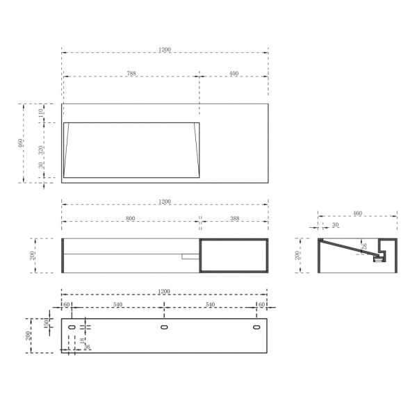Тумба-раковина подвесная Abber Stein 200x1200x460 белая матовая (AS2640-1.2 R)