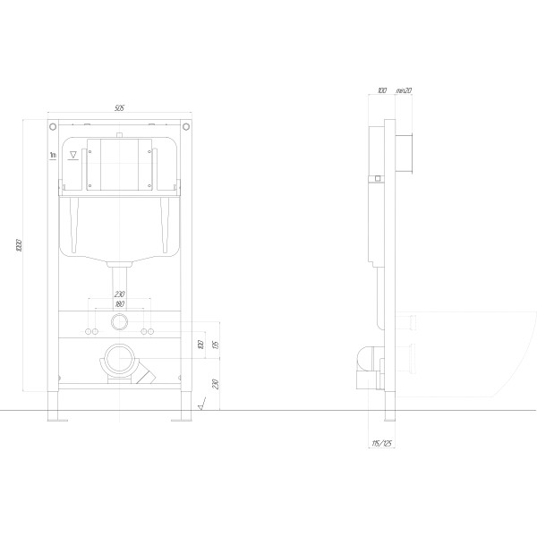Инсталляция для подвесного унитаза Aquatek Pneumo N49 (INSP-0000002)
