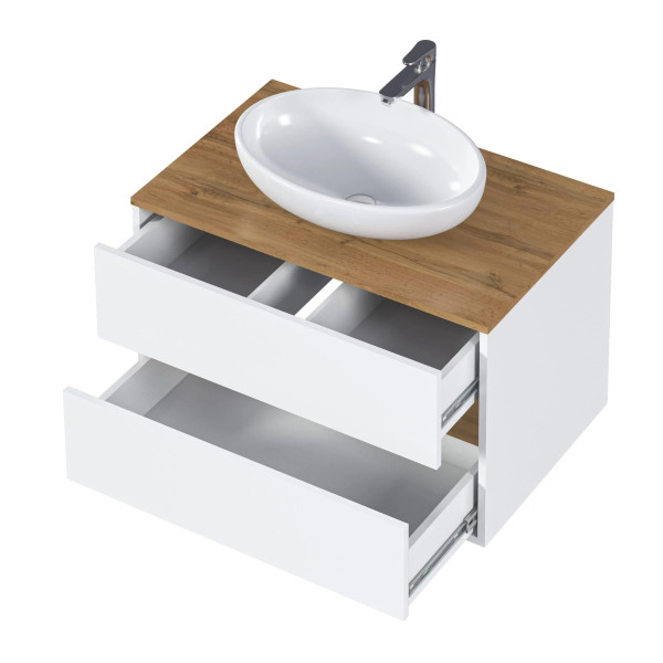 Тумба подвесная 1Marka Veil 800x500x500 белый/дуб ватан (Ц0000035553)