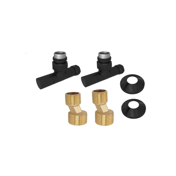 Комплект фитингов для нижнего подключения водяных полотенцесушителей Aquatek черный муар (AQ 1020BL)