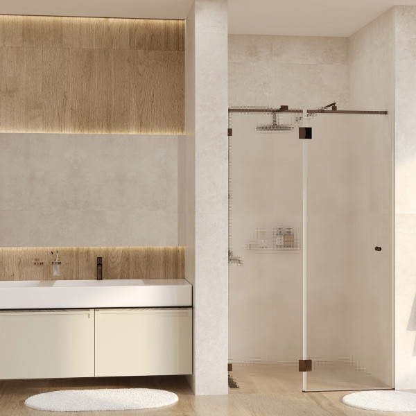 Душевая дверь WasserKRAFT Paar 120x200 стекло прозрачное текстурное, профиль золото розовое (88H05L-TXG)