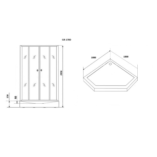 Душевая кабина Grossman 100x100 стекло матовое, профиль хром (GR-170D)