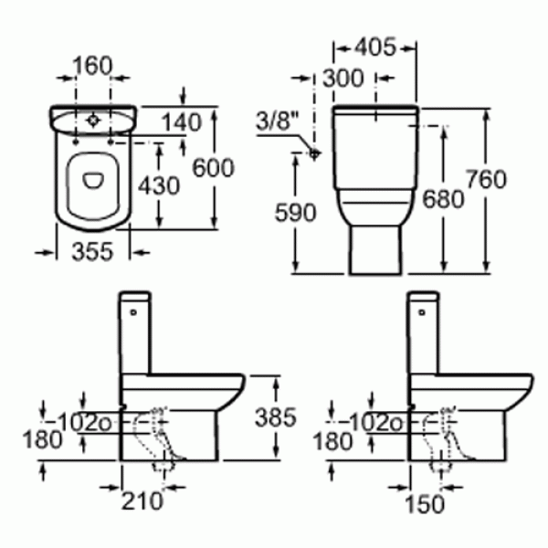 Унитаз напольный Roca Dama Senso Compact 600х355х385 (342518000)