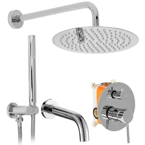 Душевая система для ванны с верхним душем Rea Lungo + Box Titanium (REA-P6380)