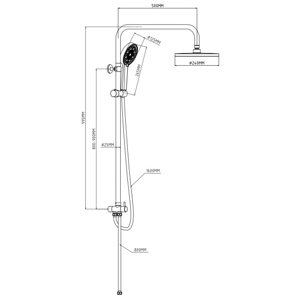 Душевой гарнитур Esko хром (ST950N)