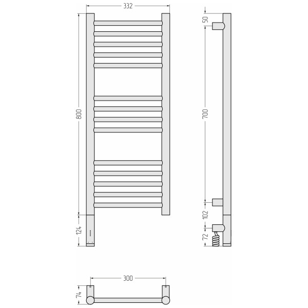 Полотенцесушитель электрический Сунержа Богема 3.1 прямая 800x300 провод слева матовый белый (30-6004-8030) Полотенцесушитель электрический Сунержа Богема 3.1 прямая 800x300 провод слева матовый белый (30-6004-8030)