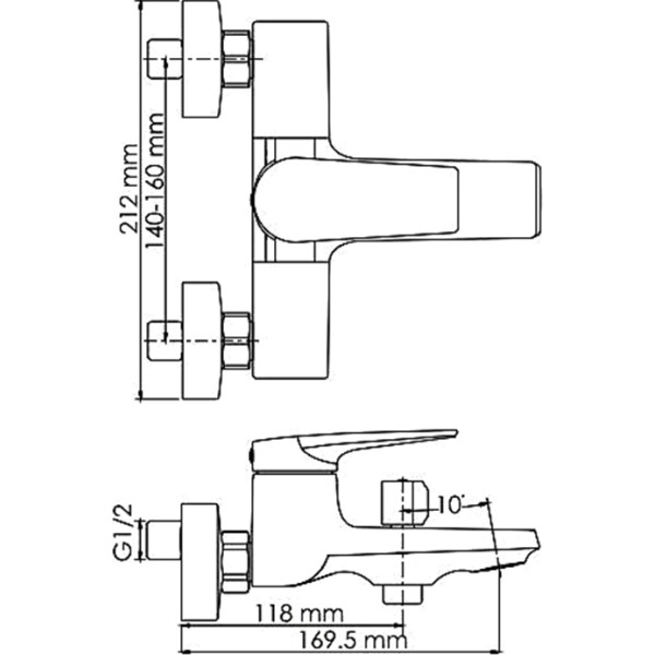 Смеситель для ванны и душа WasserKRAFT Wiese оружейная сталь (8401) Смеситель для ванны и душа WasserKRAFT Wiese оружейная сталь (8401)
