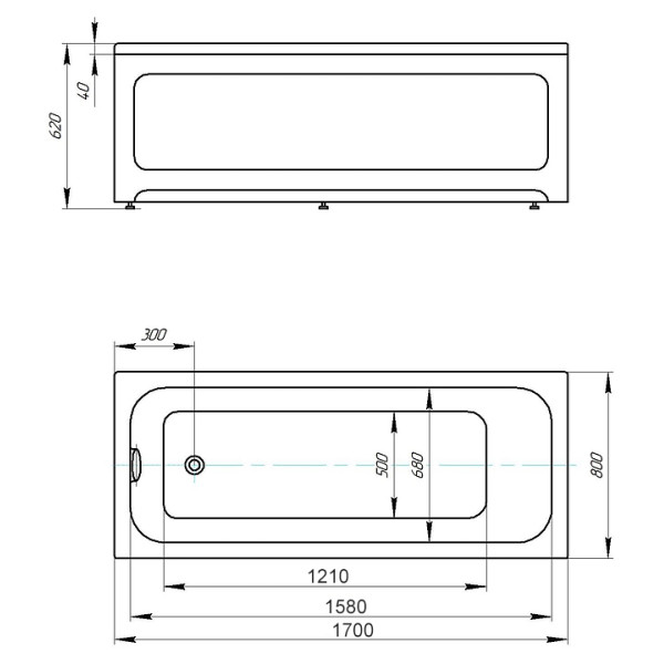 Ванна акриловая Azario Bella 170x80x62 белая (AV.0023170)