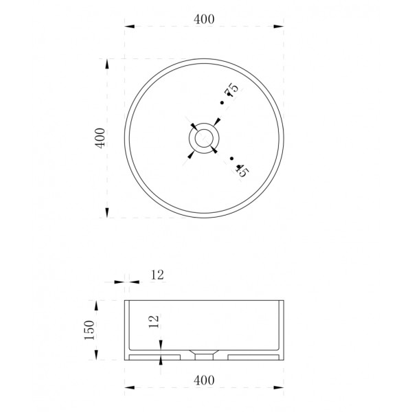 Раковина накладная Abber Stein 400x400 белый матовый (AS2612) Раковина накладная Abber Stein 400x400 белый матовый (AS2612)