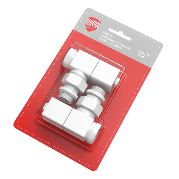 Комплект дизайн-вентилей Royal Thermo CUBE 1/2" угловой (белый) (RTE 56.0007) Комплект дизайн-вентилей Royal Thermo CUBE 1/2" угловой (белый) (RTE 56.0007)