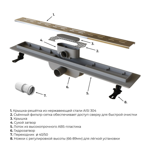 Душевой лоток RGW Drain Leo 800 хром (60211080-01) Душевой лоток RGW Drain Leo 800 хром (60211080-01)