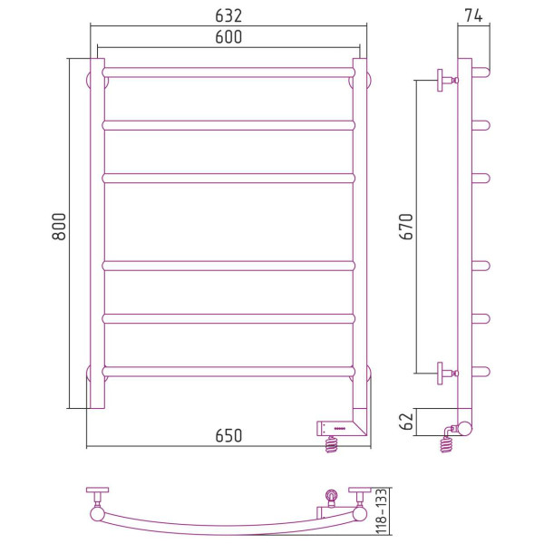 Полотенцесушитель электрический Сунержа Галант 2.0 800x600 МЭМ правый, хром (00-5201-8060)