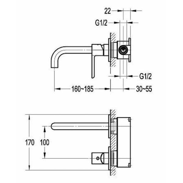 Смеситель для раковины встраиваемый Cezares Eco брашированное золото (ECO-DI-BORO)