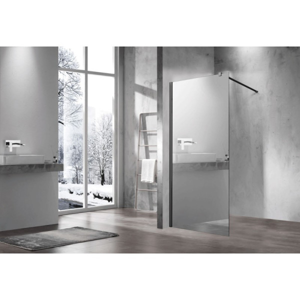 Душевая перегородка Vincea Walk-In 900х2000 стекло зеркальное, профиль черный (VSW-1H900MRB)