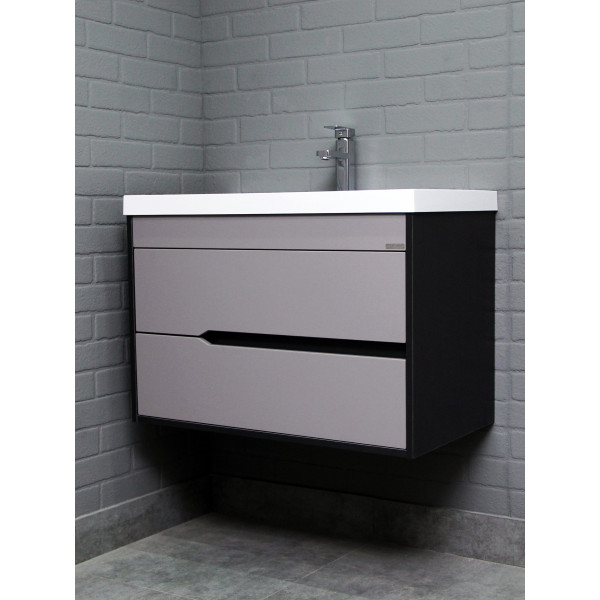 Тумба подвесная под умывальник Classica 80 Karat Серый тауп В2 Домино (DK3216T)