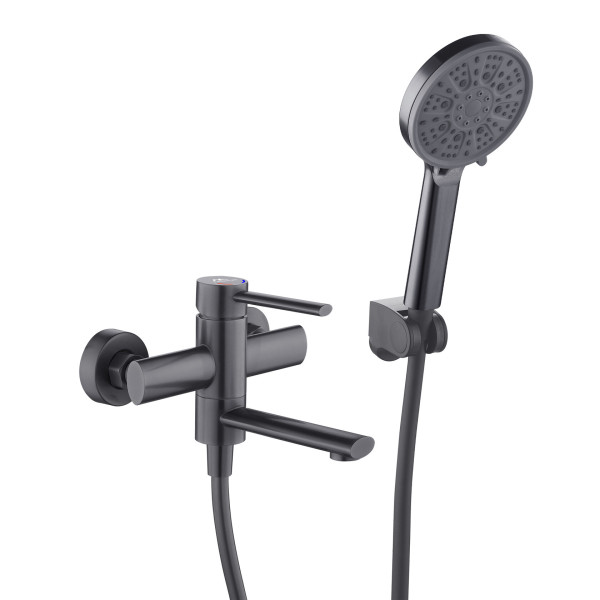 Смеситель для ванны и душа Fashun с душевым комплектом оружейная сталь (A53034-17) Смеситель для ванны и душа Fashun с душевым комплектом оружейная сталь (A53034-17)