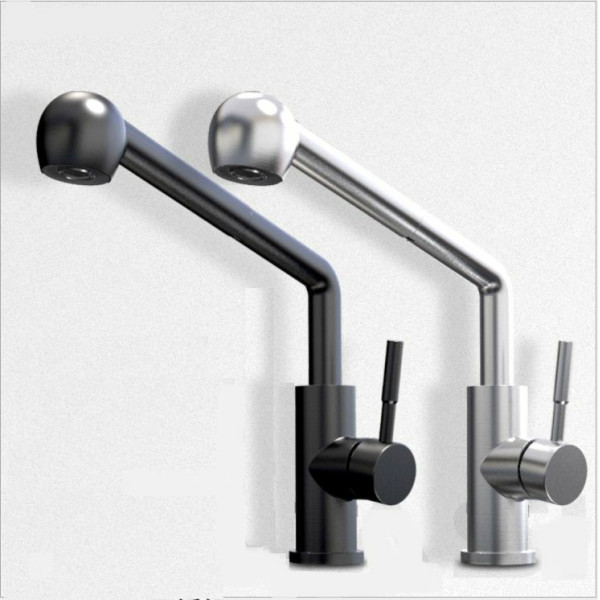 Смеситель для кухни Fashun с выдвижным изливом чёрный (A56009-7)