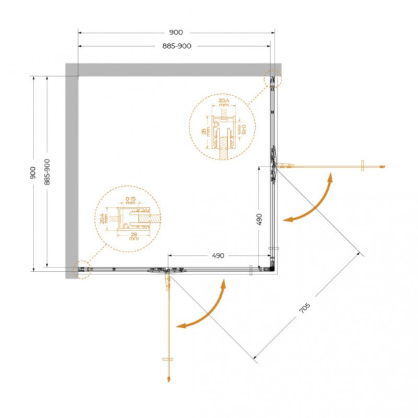 Душевой уголок Cezares Liner 90x90 стекло прозрачное, профиль хром (LINER-A-2-90-C-Cr) Душевой уголок Cezares Liner 90x90 стекло прозрачное, профиль хром (LINER-A-2-90-C-Cr)