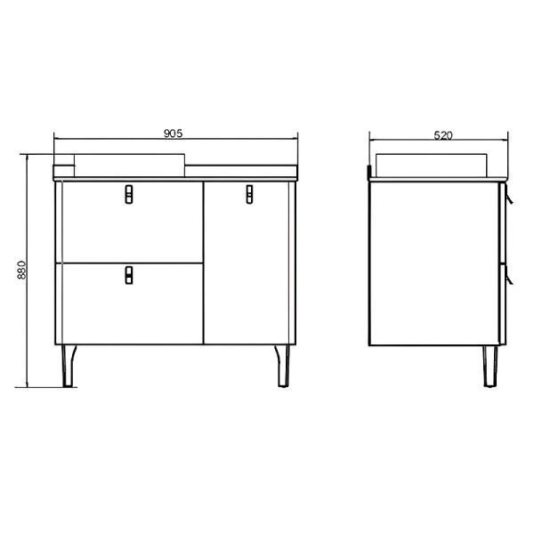 Тумба подвесная Comforty Сорренто 900x520x880 Сетло серый/черный (00-00013520)