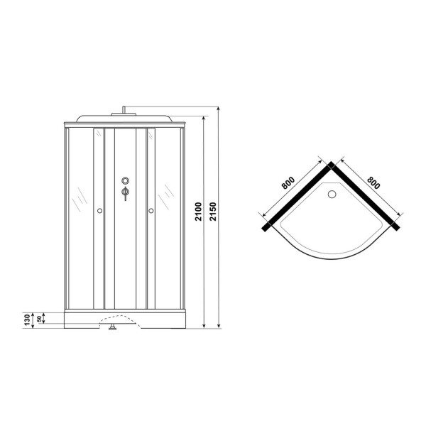 Душевая кабина Eco 80x80 стекло тонированное, профиль хром матовый (E80/13/TN)