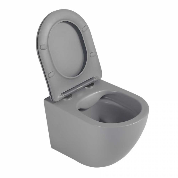 Унитаз подвесной Abber Bequem безободковый, серый матовый (AC1101MG)