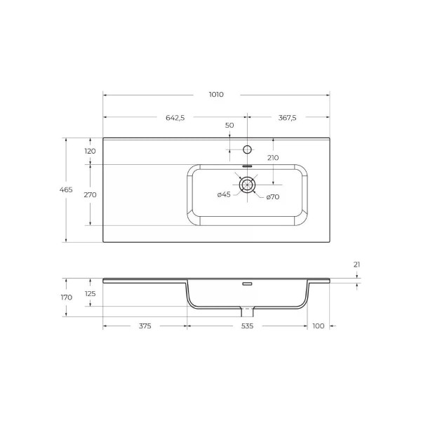 Раковина мебельная BelBagno 101x46,5 правосторонняя белая глянцевая (BB100ETL-R) Раковина мебельная BelBagno 101x46,5 правосторонняя белая глянцевая (BB100ETL-R)