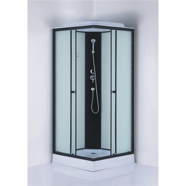 Душевая кабина Loranto 88x88x215 стекло матовое, профиль черный (CS-992EBTM/W-90)