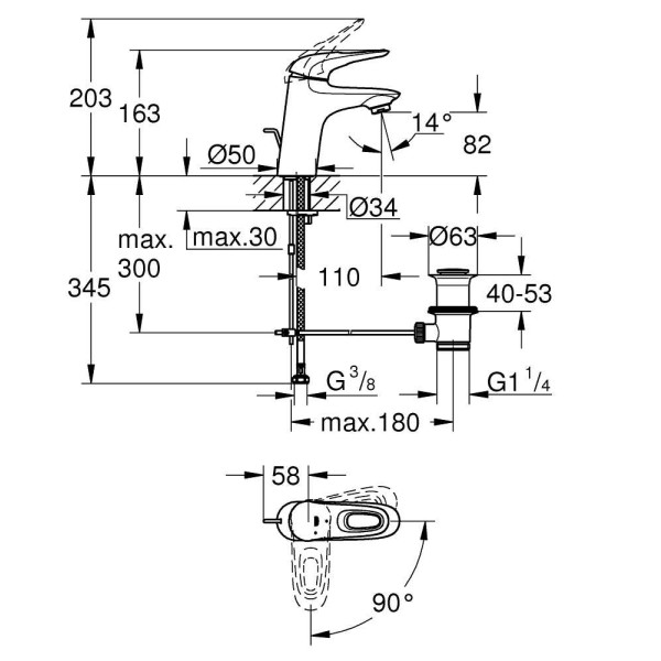 Смеситель для раковины Grohe Eurostyle 2015 (23374003)