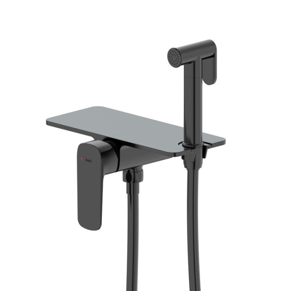 Смеситель с гигиеническим душем встраиваемый Iddis Axes черный (AXEBLSHi08)