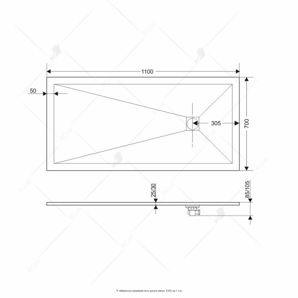 Душевой поддон RGW Stone Tray ST-G 70x110 черный (16152711-02)