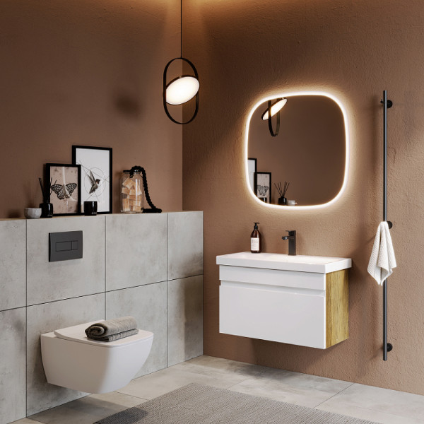 Зеркало Aqwella Aura 800x800x30 белое (AUR0208AH)