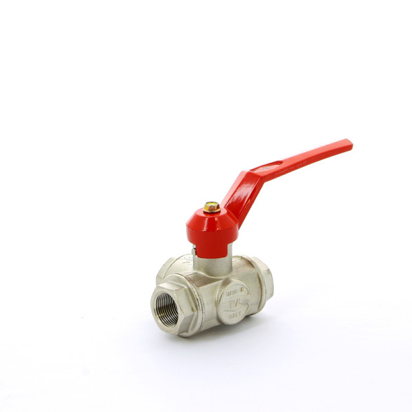 Кран Itap 3/4" шаровый трёхходовой T-порт (красная ручка-рычаг) (1280034T)