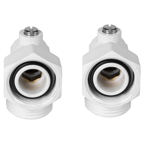 Комплект угловых фитингов со встроенным шаровым краном Royal Thermo 3/4"х3/4"EK (белый) (RANPU13434WH)