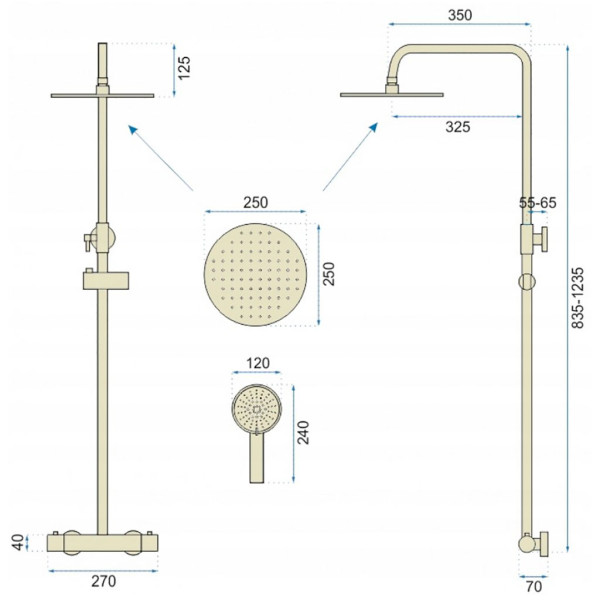 Душевая система с термостатом REA Vincent Gold (REA-P8005) Душевая система с термостатом REA Vincent Gold (REA-P8005)