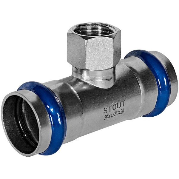 Тройник переходной 28х1/2"Вх28 Stout SSS-2015 ВПр-ВР (нерж.ст., пресс) SSS-2015-002812 Тройник переходной 28х1/2"Вх28 Stout SSS-2015 ВПр-ВР (нерж.ст., пресс) SSS-2015-002812