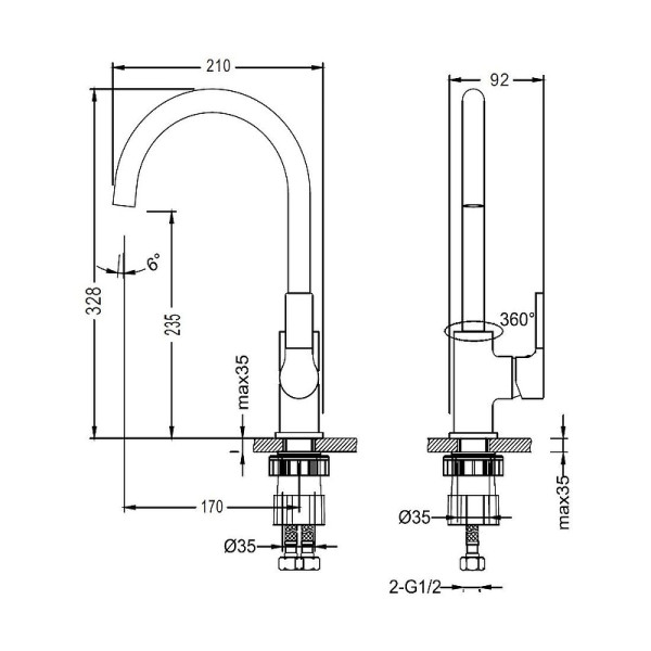 Смеситель для кухни Dlin хром (D155370)