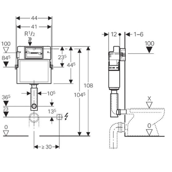 Бачок встраиваемый Geberit Delta 12 UP100 (109.100.00.1) Бачок встраиваемый Geberit Delta 12 UP100 (109.100.00.1)