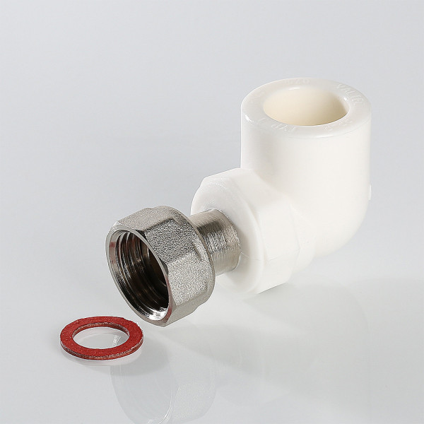Угольник переходной с накидной гайкой PP-R 20*3/4"В (латунь, белый) VTp.758.0.02005