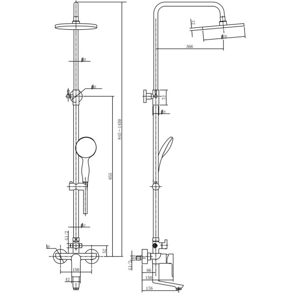 Душевая система Aquanet Arctic R (AF520-72-R-CW)