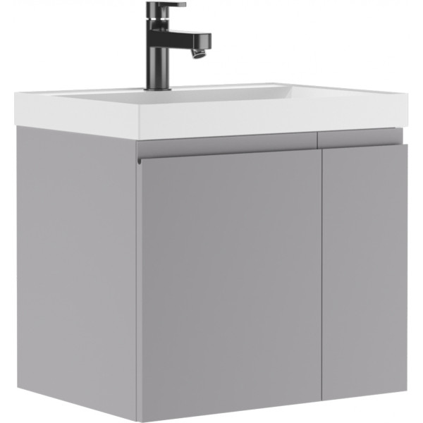 Тумба подвесная под умывальник Bazis 60 Graffo светло-серый матовый без ящика Домино (DGr2408T)